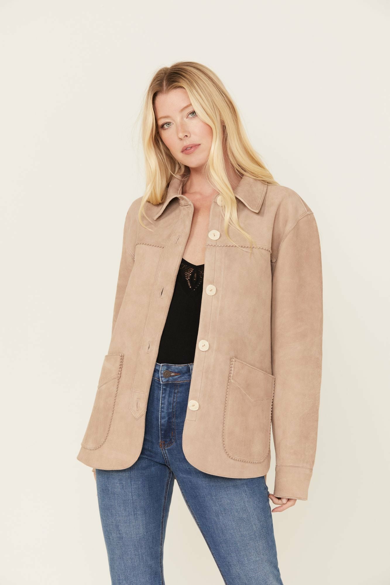 Idyllwind Daiseta Suede Shacket Jacket Beige/khaki