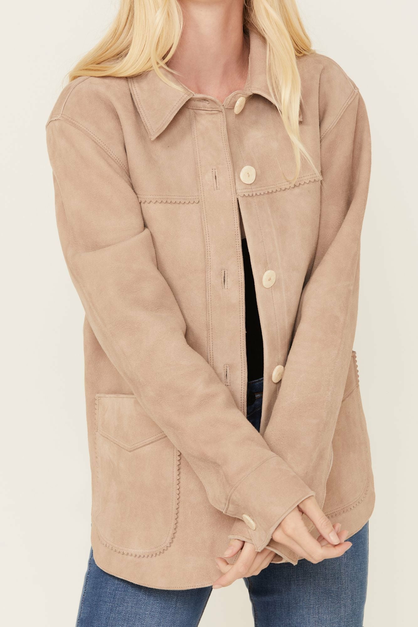 Idyllwind Daiseta Suede Shacket Jacket Beige/khaki