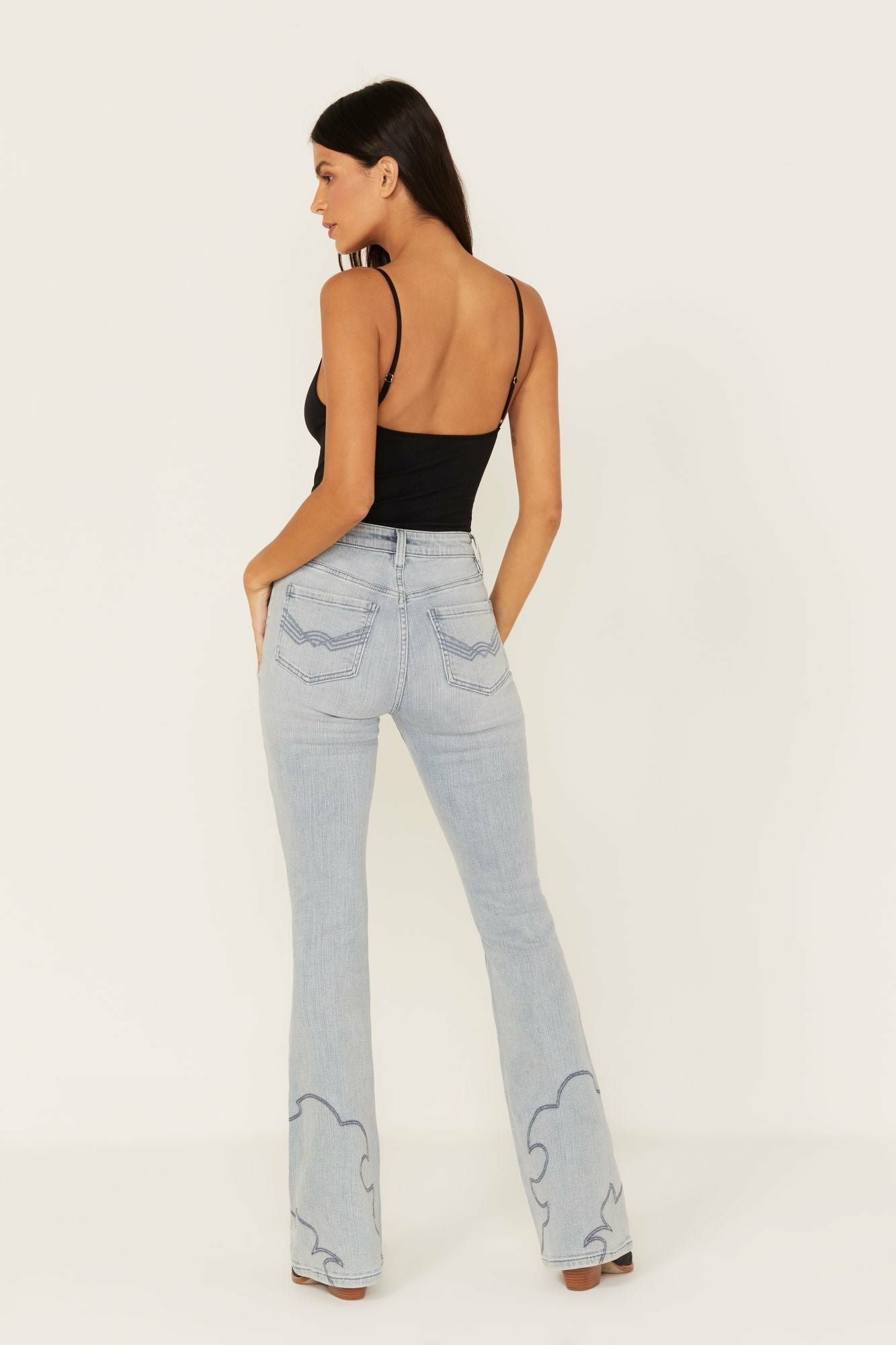 Idyllwind Darbi High Risin Western Stitched Flare Jeans Light Wash