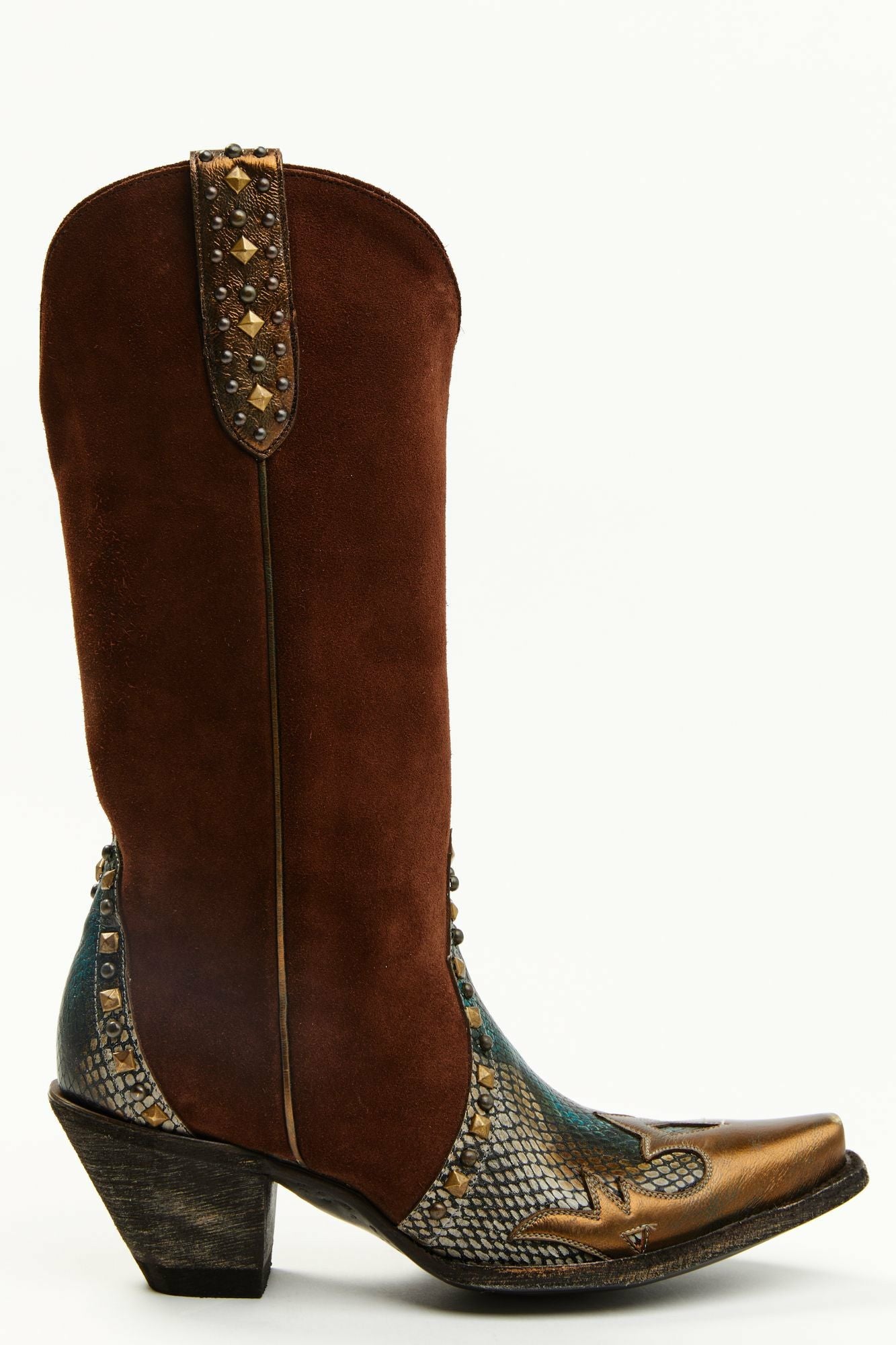 Idyllwind Leap Snake Suede Leather Western Boots - Snip Toe Brown