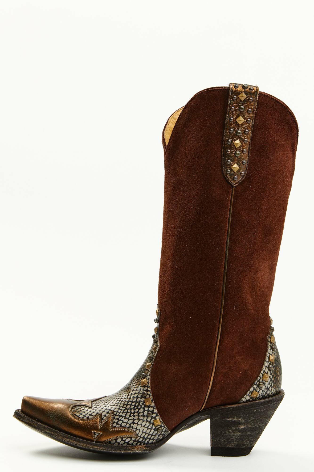 Idyllwind Leap Snake Suede Leather Western Boots - Snip Toe Brown