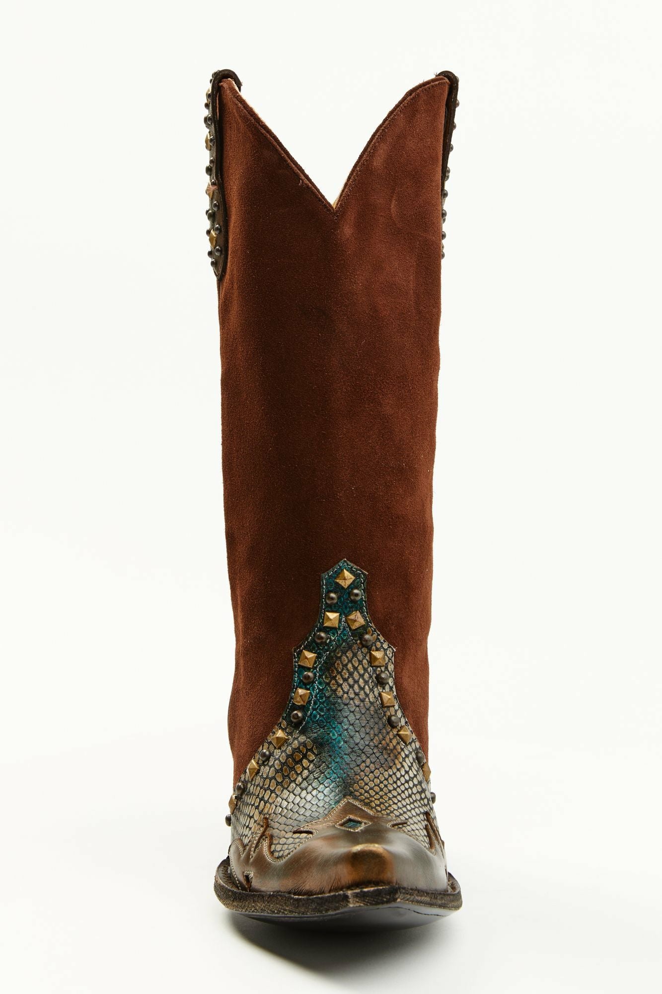 Idyllwind Leap Snake Suede Leather Western Boots - Snip Toe Brown