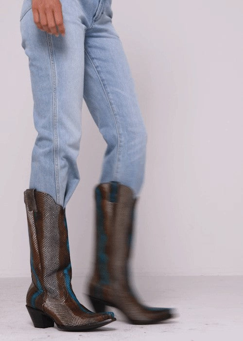 Idyllwind Strut Snake Print Leather Western Boots - Snip Toe Multi
