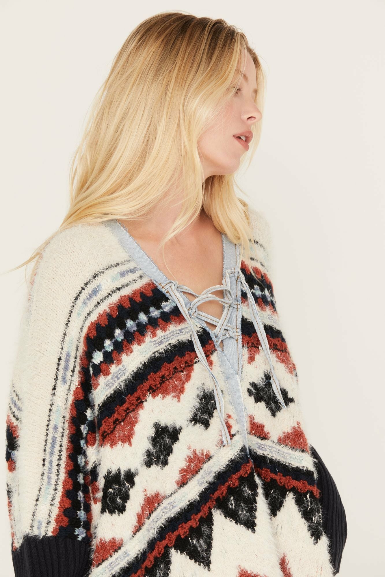 Idyllwind Mack Denim Trim Sweater Navy