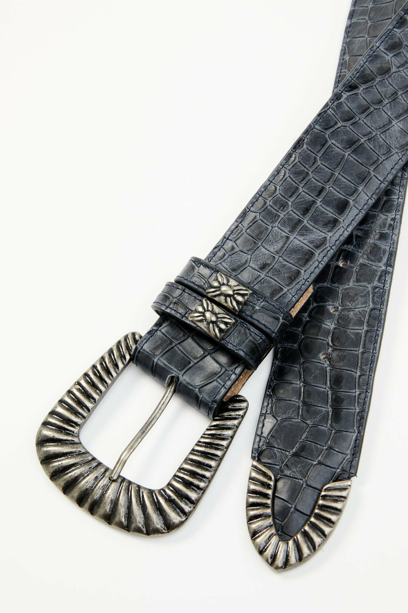 Idyllwind Napier Crocodile Print Western Belt Blue