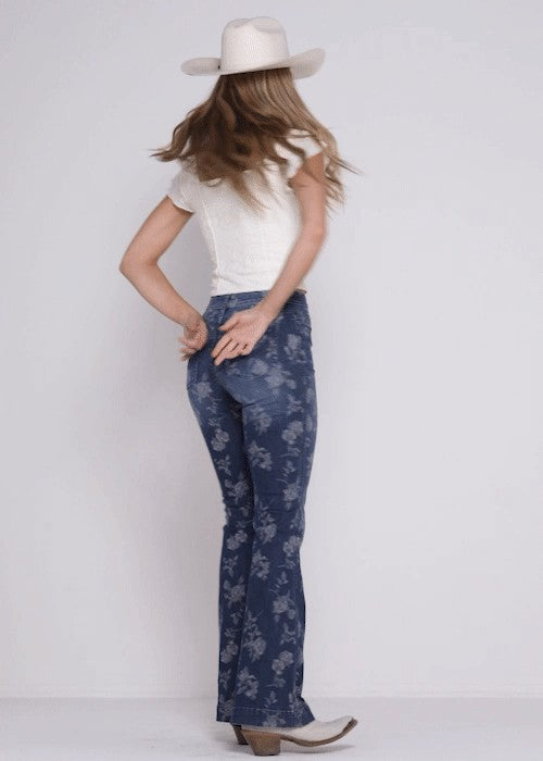 Idyllwind Floral Drive High Risin Flare Jeans Dark Medium Wash