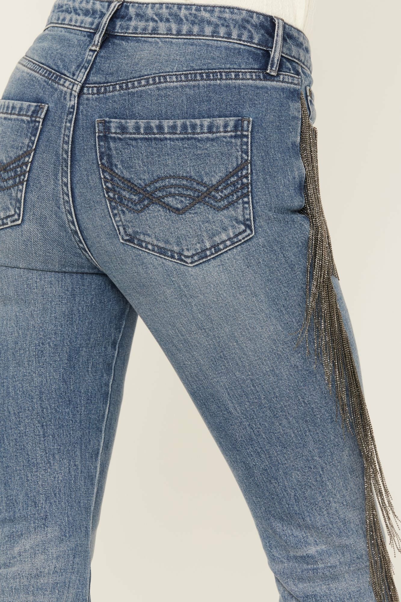 Idyllwind Carlyle Place High Risin' Fringe Bootcut Jeans Medium Wash