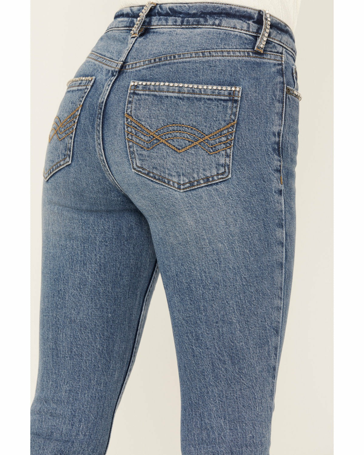 Idyllwind Foxwood High Risin' Rhinestone Flare Jeans Dark Medium Wash
