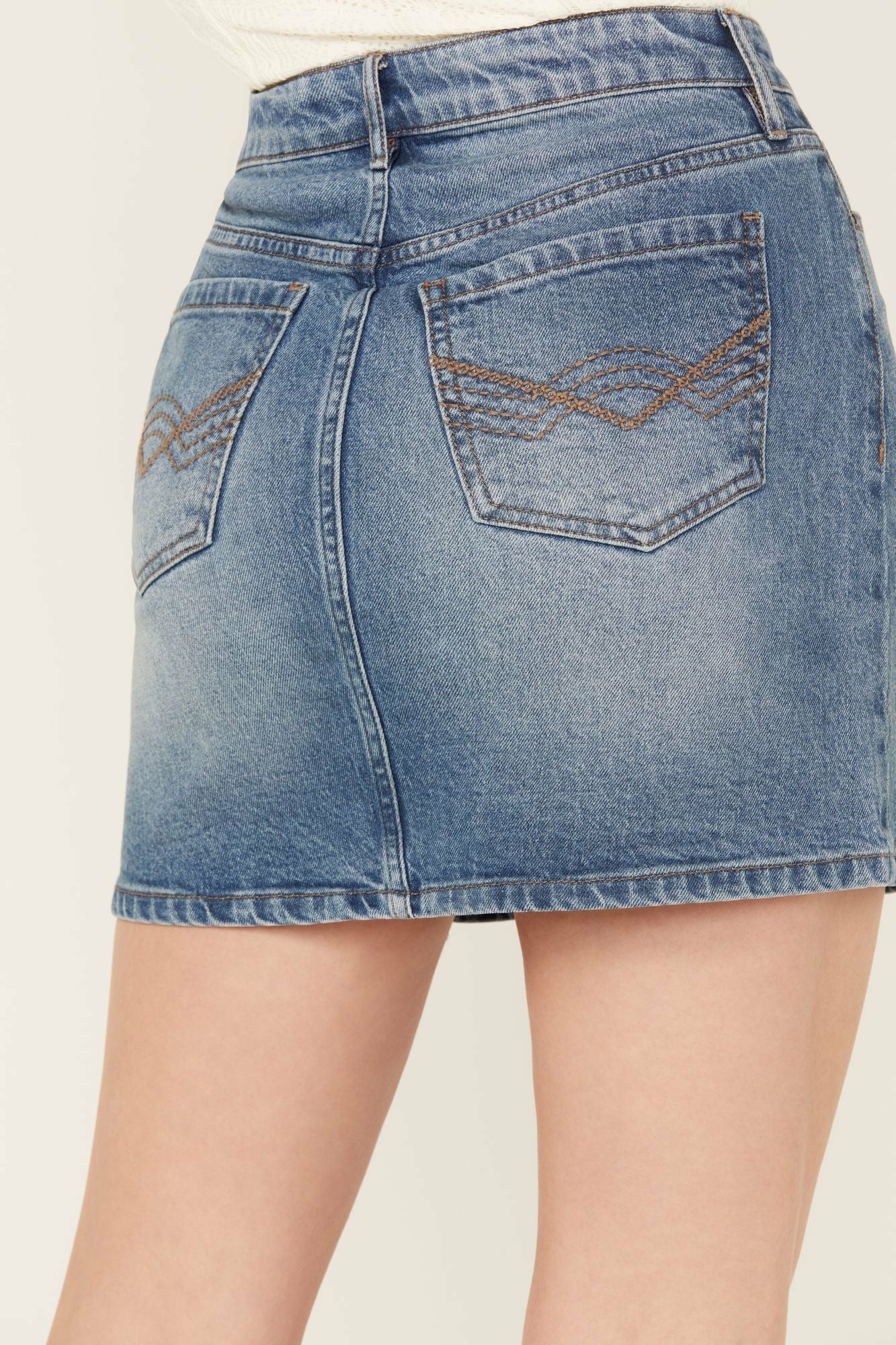 Idyllwind Barywood High Rise Denim Rhinestone Skirt Medium Wash