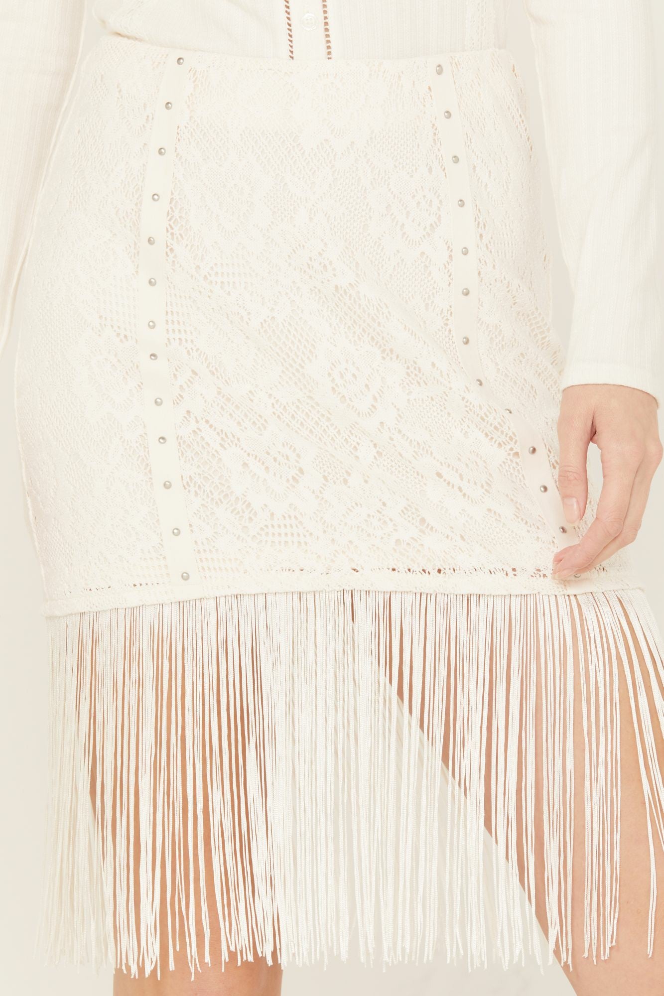 Idyllwind Rocker Studs and Lace Skirt Ivory