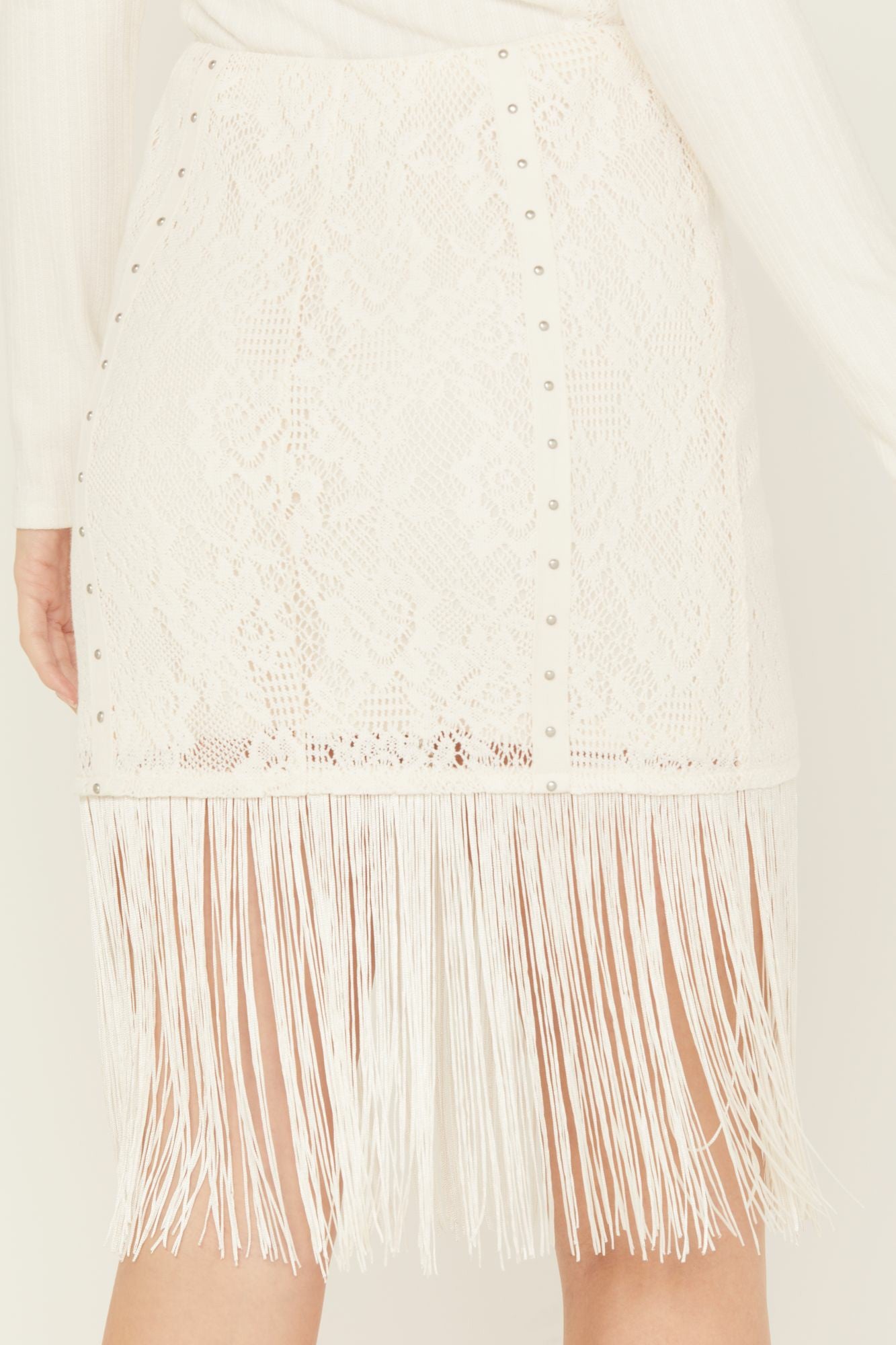 Idyllwind Rocker Studs and Lace Skirt Ivory