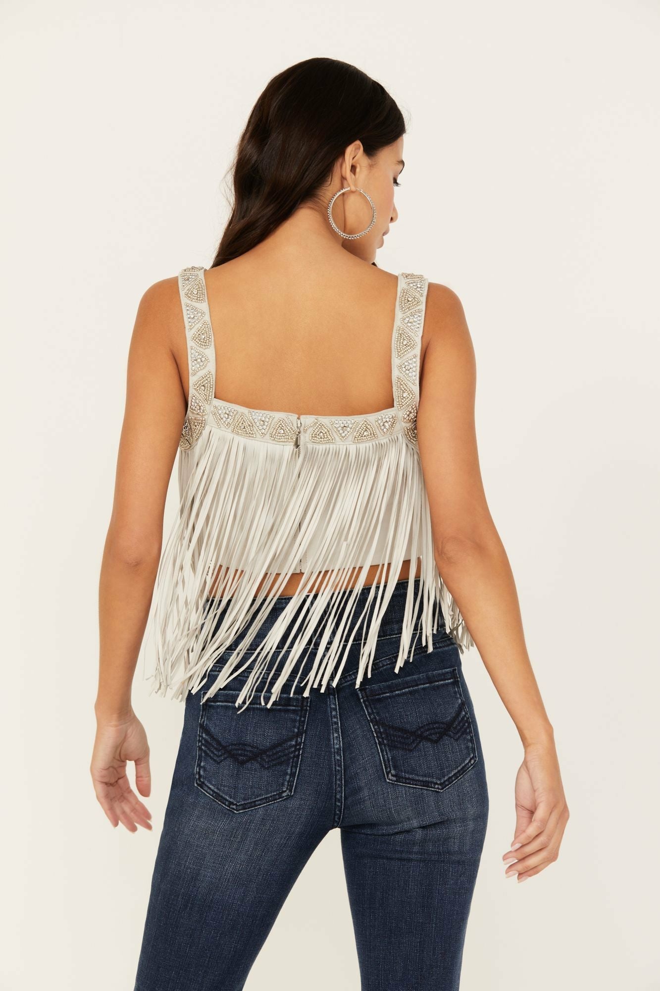 Idyllwind Georgia Fringe Lace-Up Bustier Stone