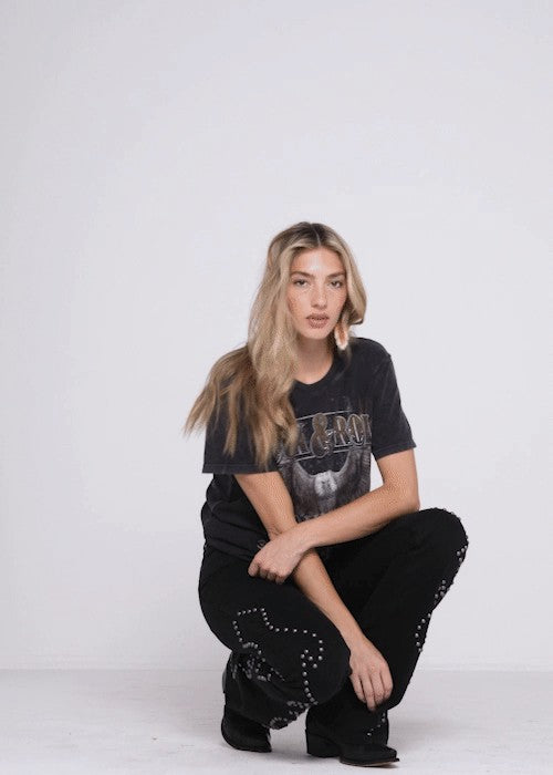 Idyllwind Alameda High Risin Studded Stretch Flare Jeans Black