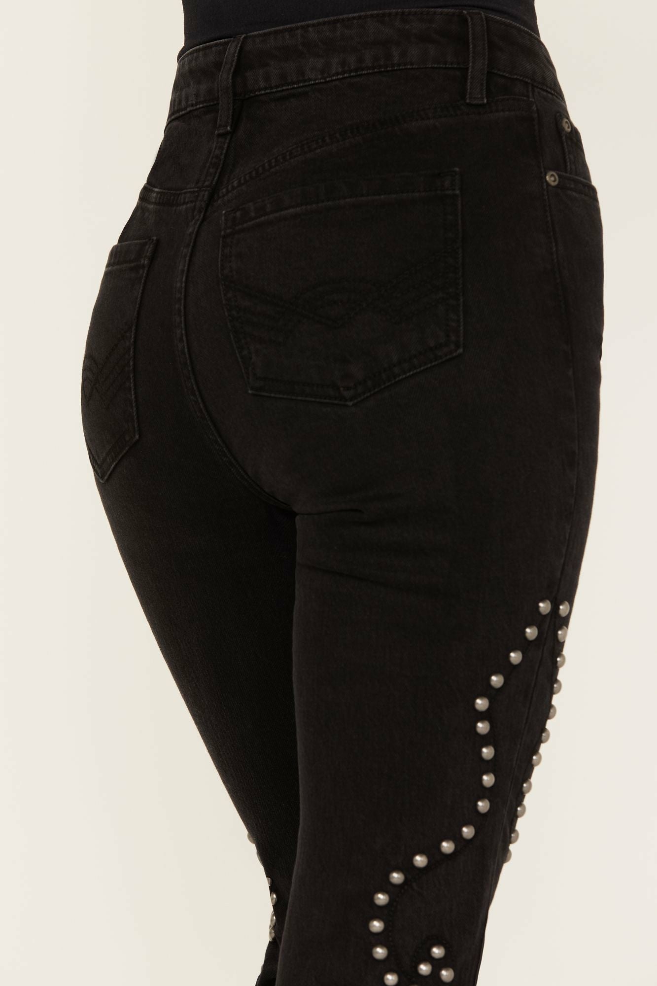 Idyllwind Alameda High Risin Studded Stretch Flare Jeans Black