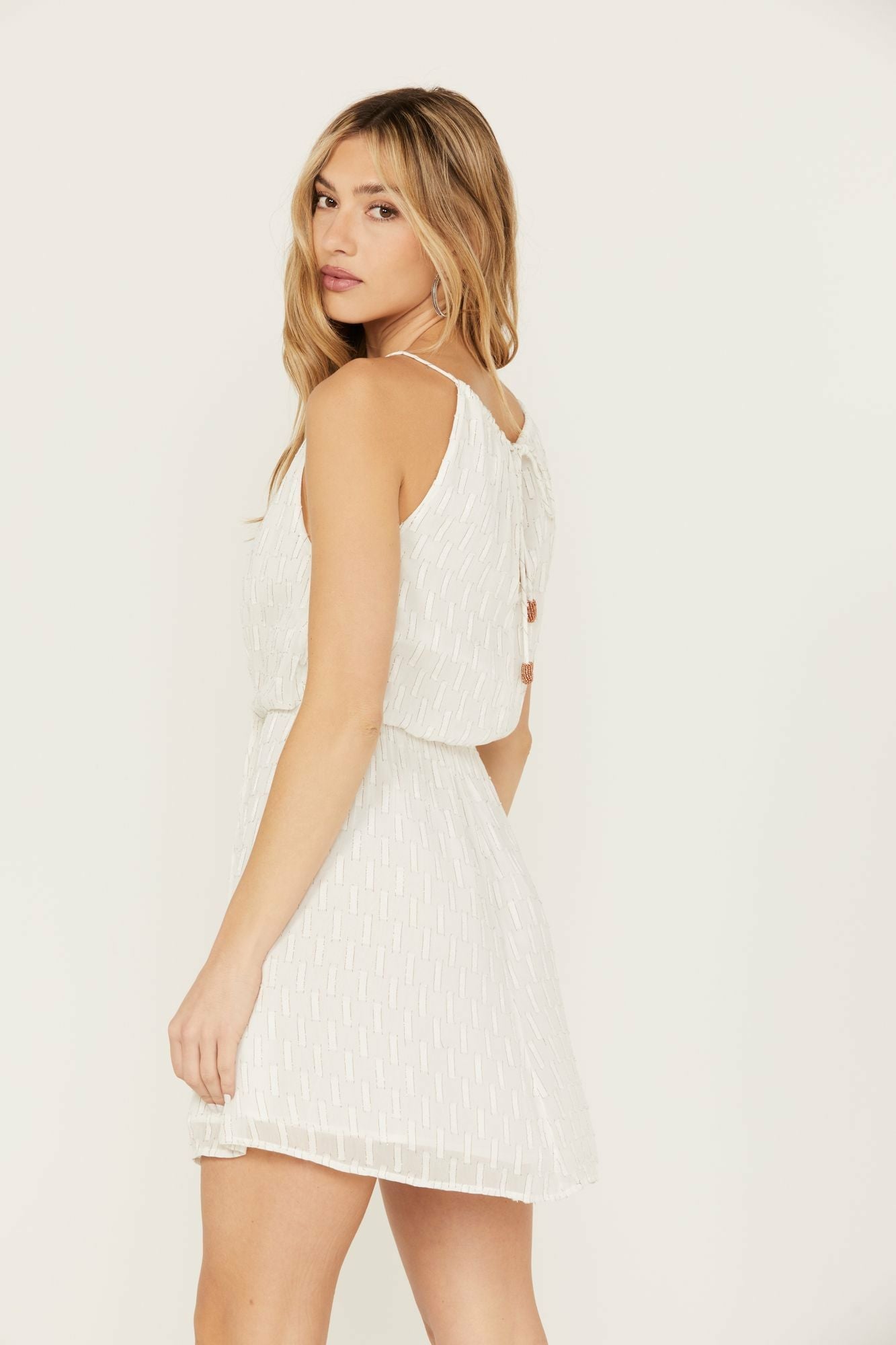 Idyllwind Gladiolus Metallic Slip Tie Front Dress Ivory