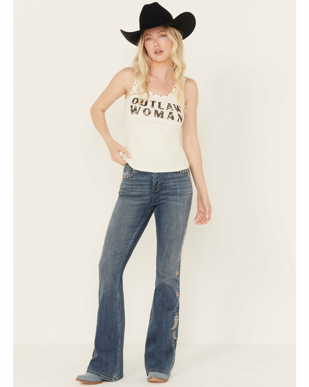 Idyllwind Onslow Medium Wash Gypsy High Rise Embellished Stretch Flare Jeans Medium Wash