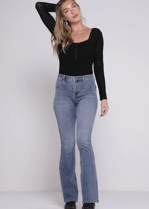 Idyllwind Beasley Gypsy High Rise Western Yoke Stretch Bootcut Jeans Medium Wash