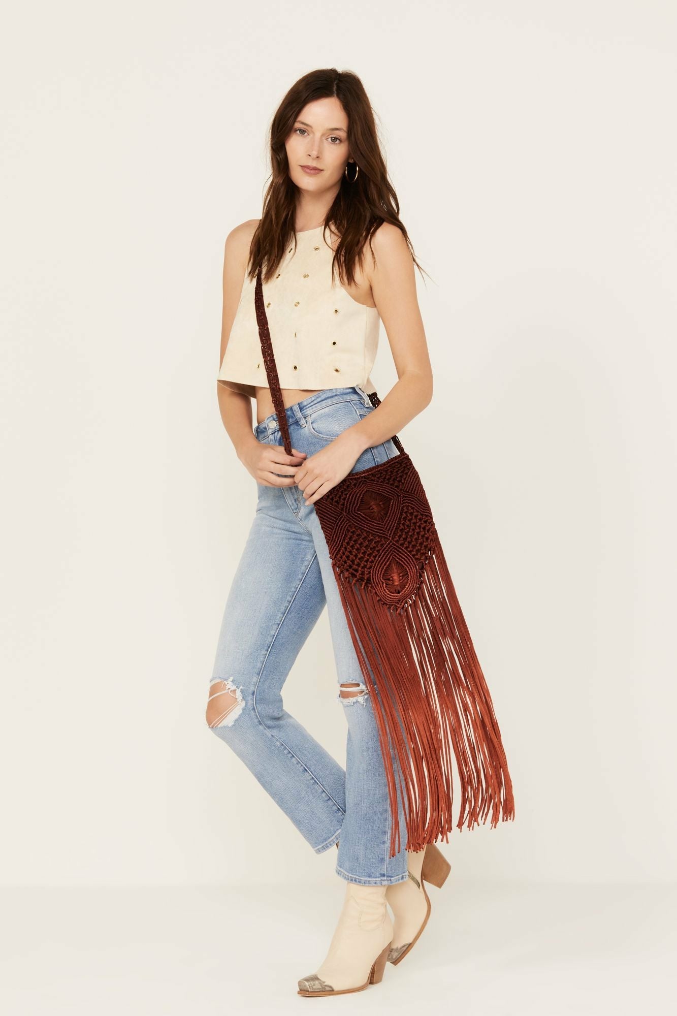Idyllwind Sevilla Macrame Crossbody Maroon