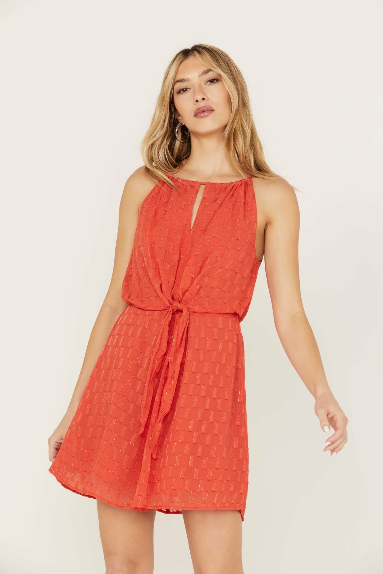 Idyllwind Gladiolus Metallic Slip Tie Front Dress Caramel