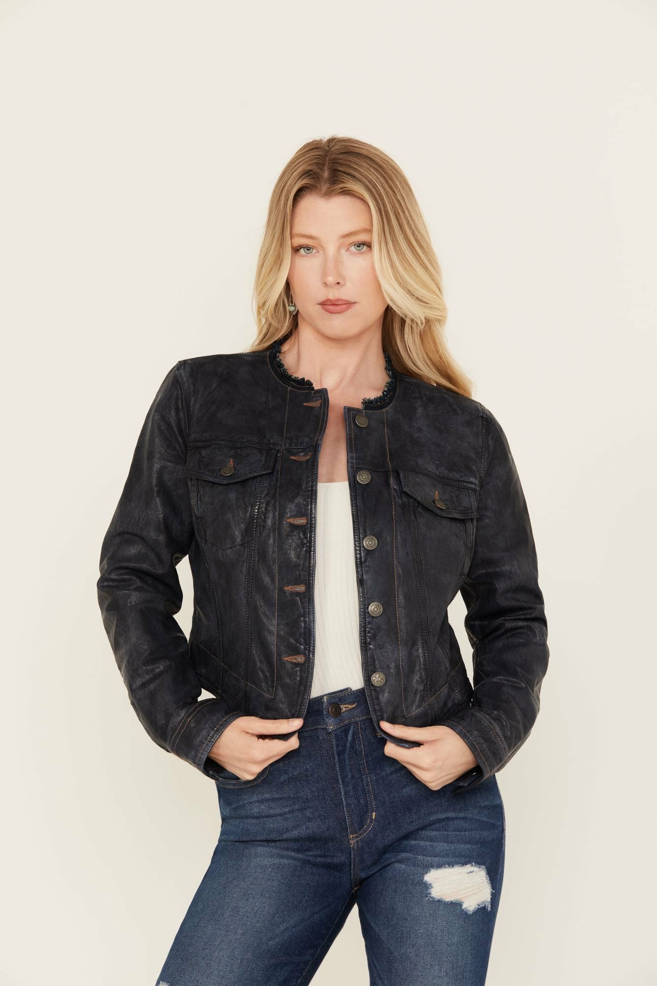 Idyllwind Ada Leather Jacket Steel Blue