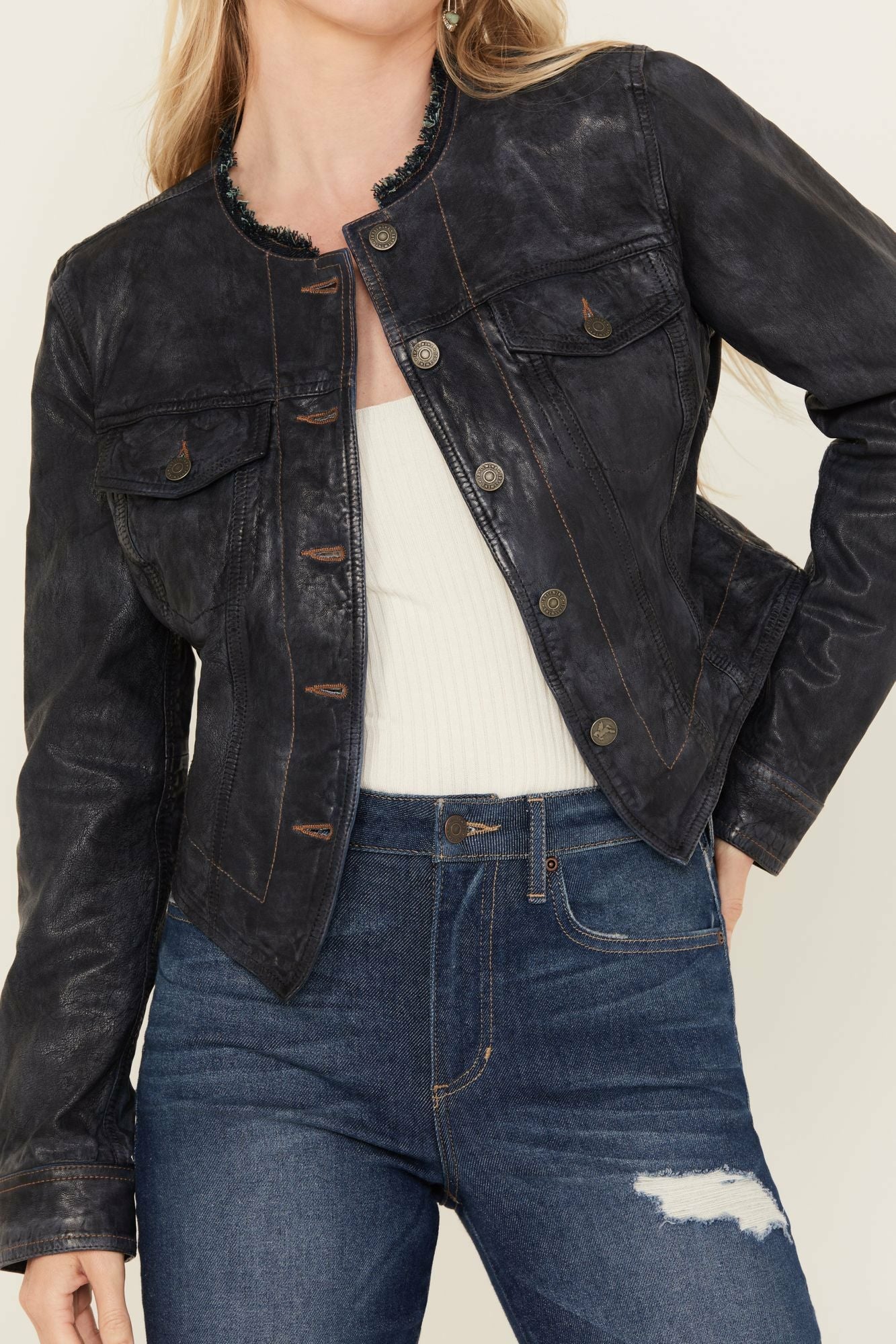 Idyllwind Ada Leather Jacket Steel Blue