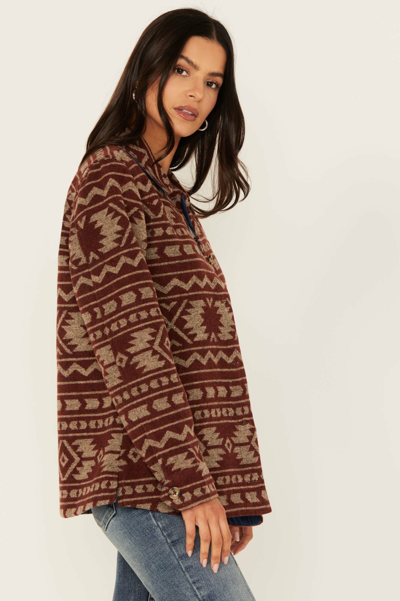 Idyllwind Marie Southwestern Print Shacket Pecan