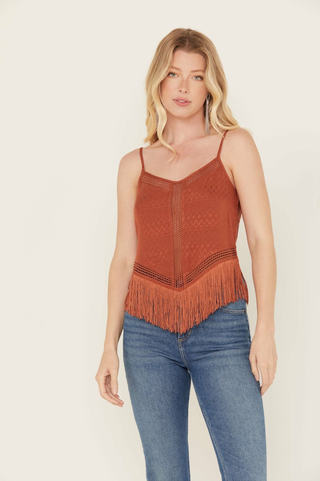 Idyllwind Briarwick Fringe Tank Top Pecan