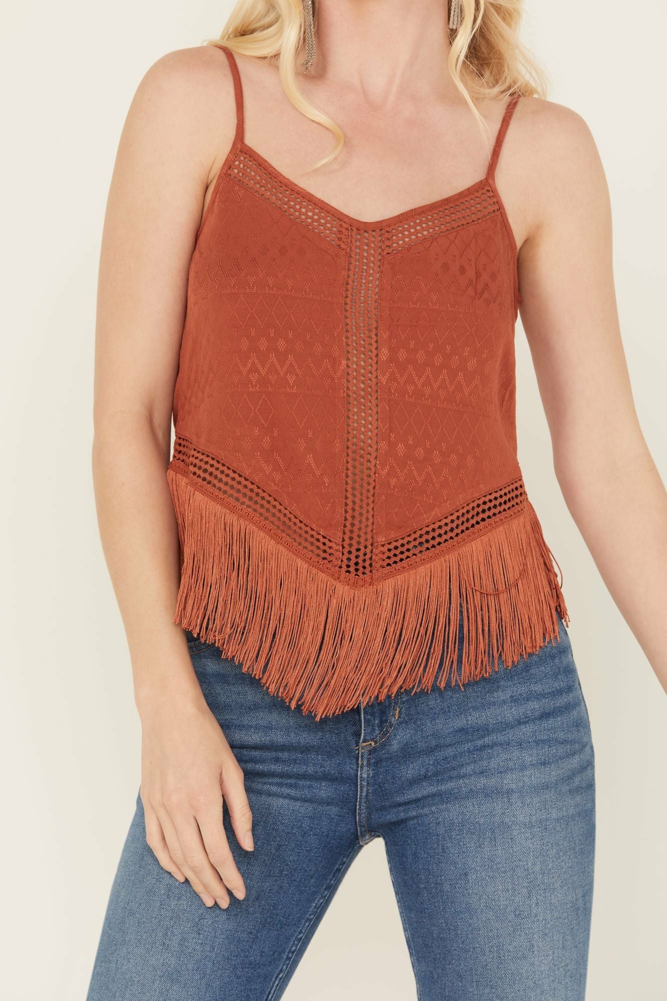 Idyllwind Briarwick Fringe Tank Top Pecan
