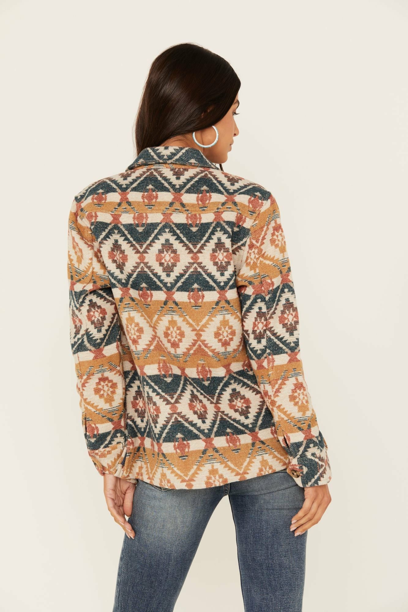 Idyllwind Southwestern Striped Shacket Medium Brown