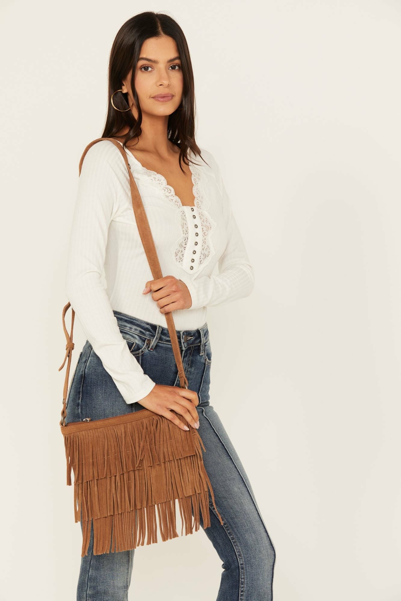 Idyllwind Darlington Court Suede Crossbody Handbag Lt Brown