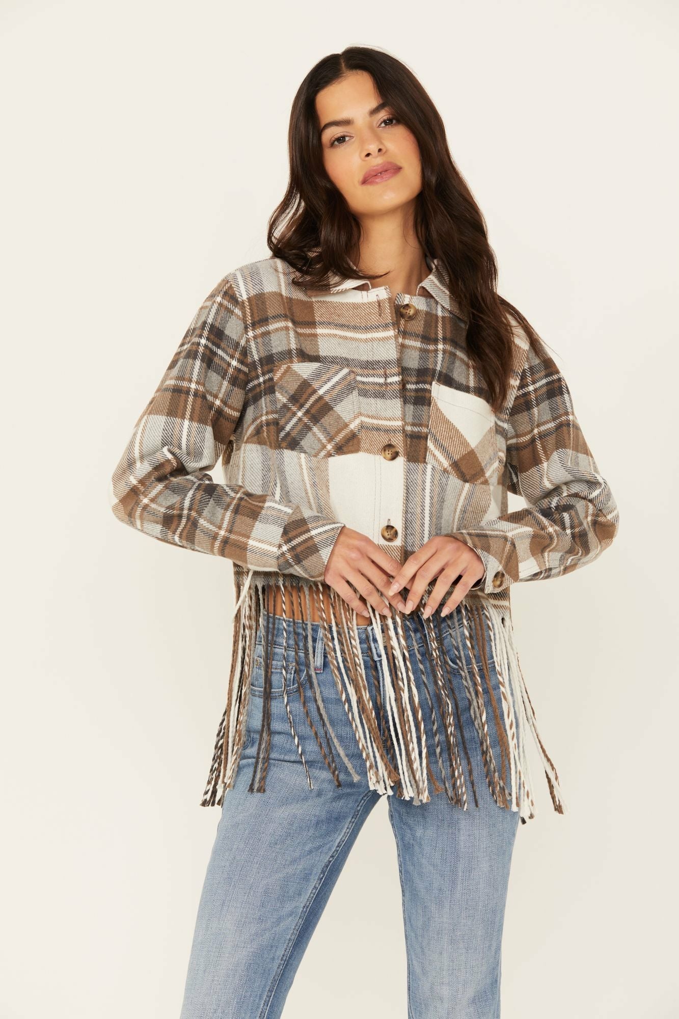 Idyllwind Walker Cropped Fringe Jacket Brown