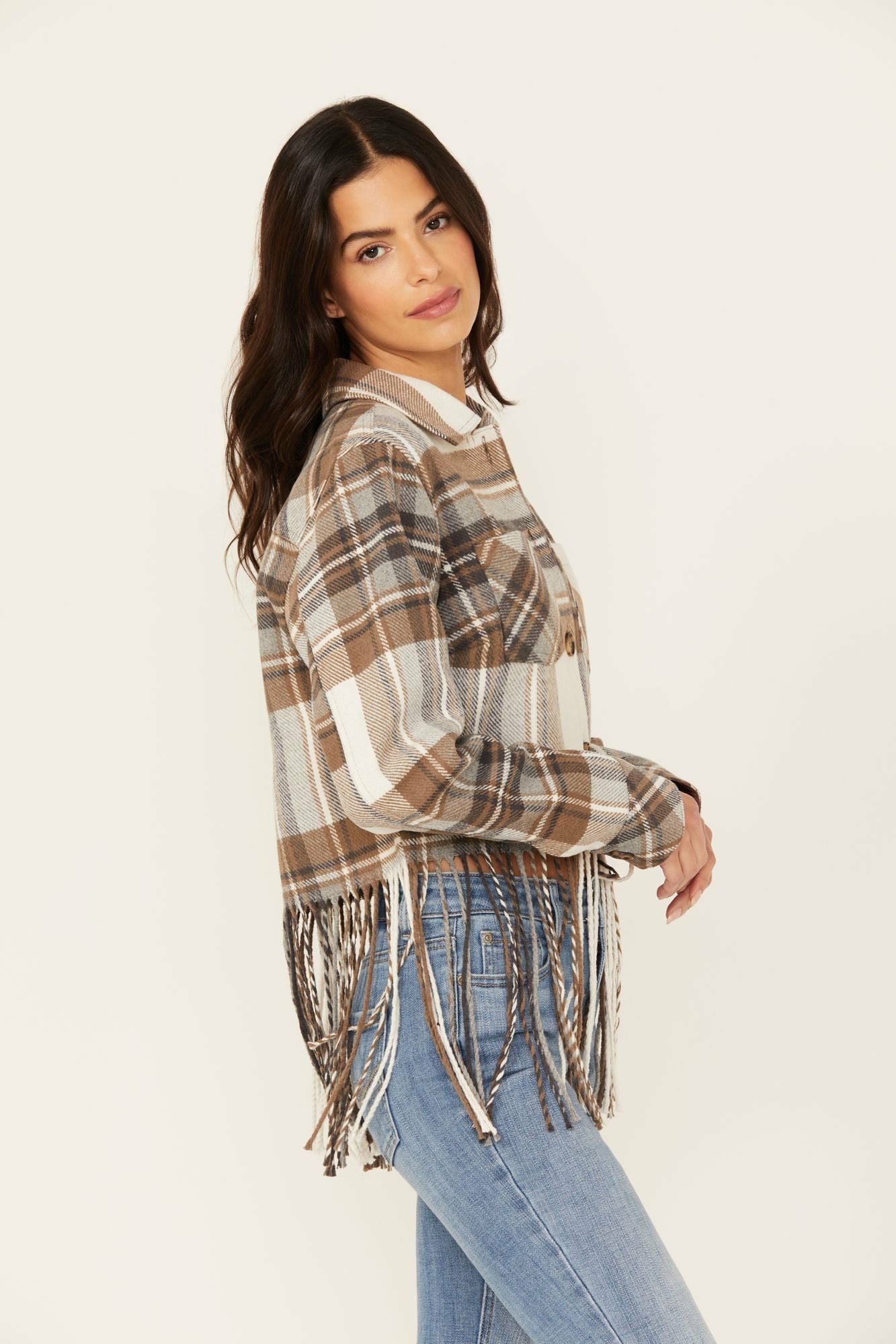 Idyllwind Walker Cropped Fringe Jacket Brown
