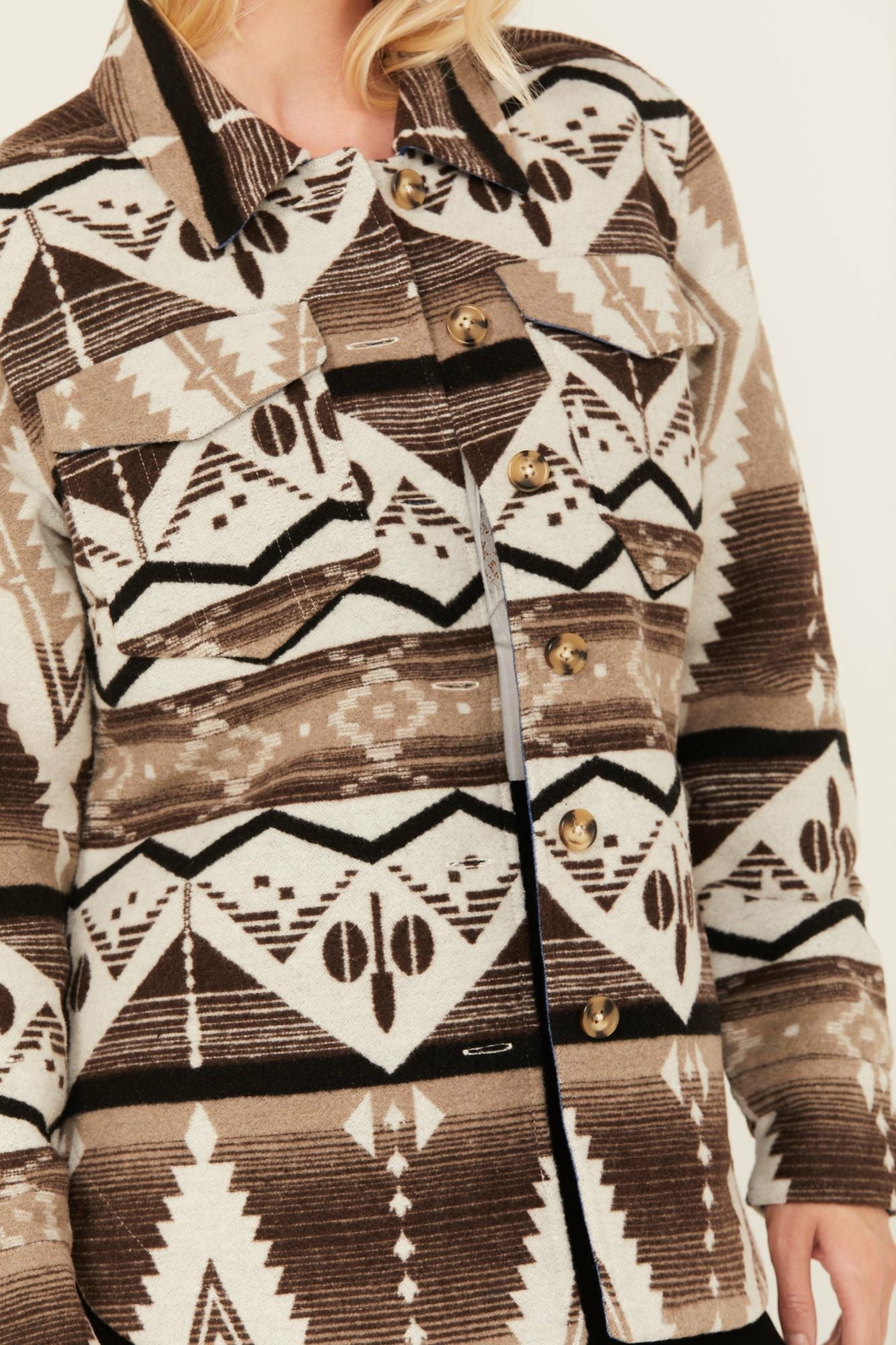 Idyllwind Addy Southwestern Print Shacket Dark Brown