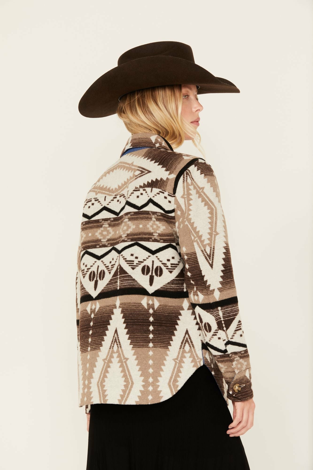 Idyllwind Addy Southwestern Print Shacket Dark Brown