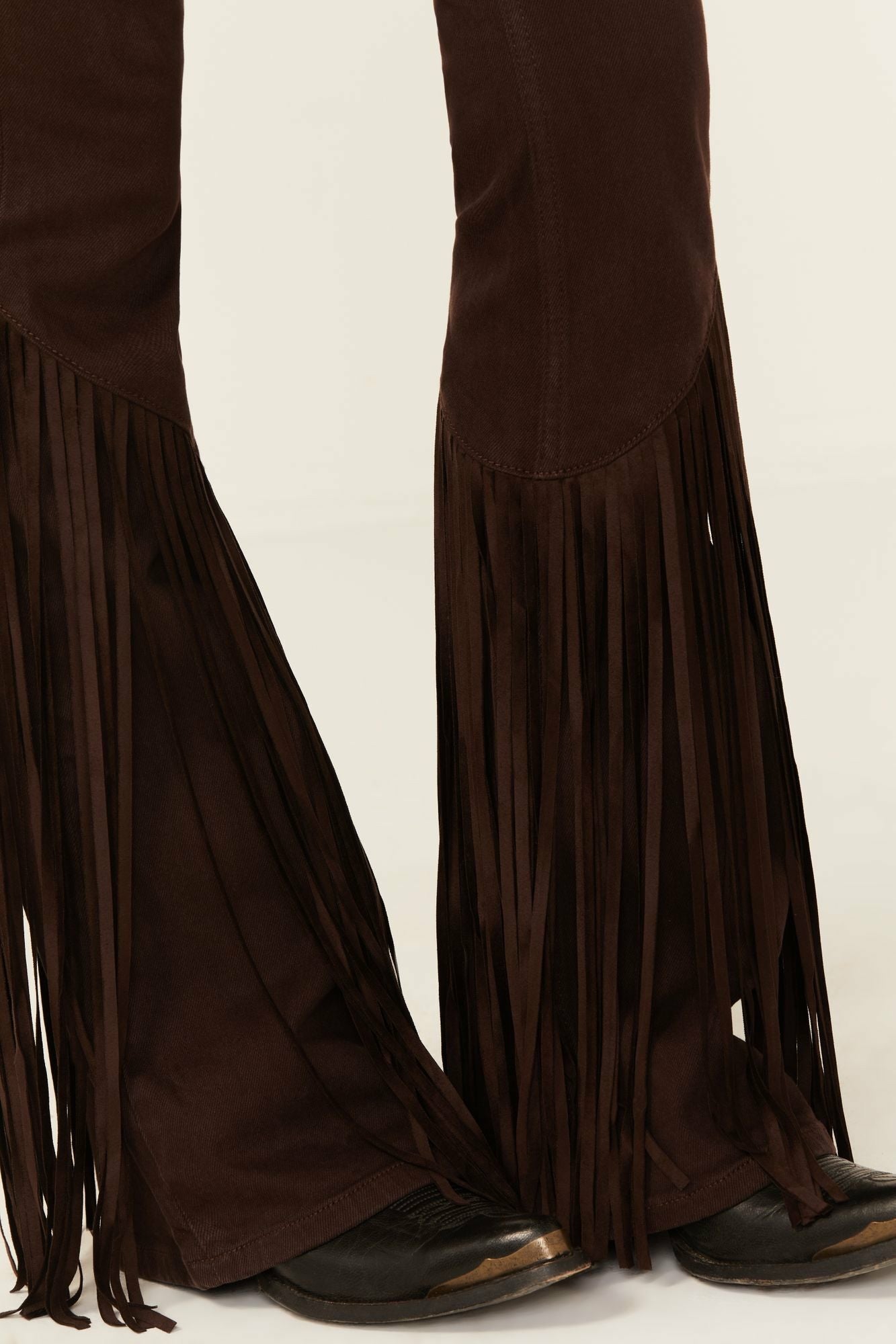 Idyllwind Coffee Bean Mid Rise Rebel Fringe Bootcut Jeans Dark Brown