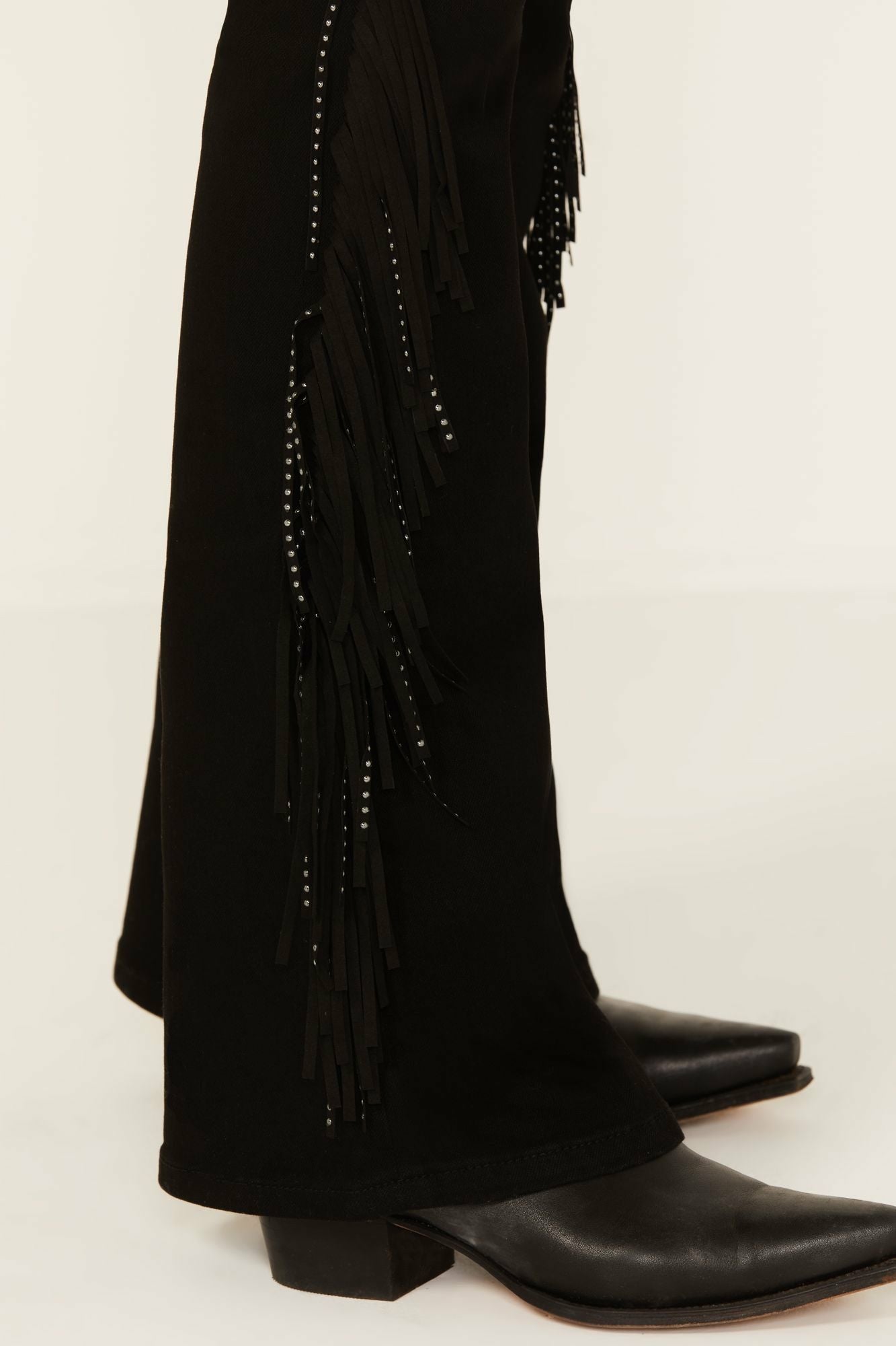 Idyllwind Bordeaux Gypsy High Rise Stretch Studded Flare Jeans Black