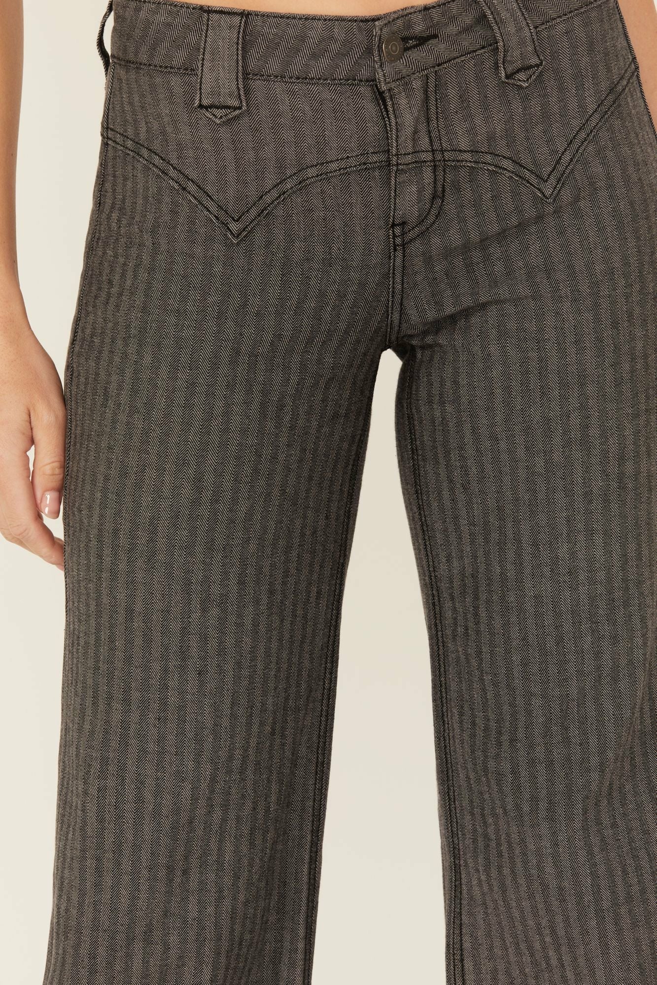 Idyllwind Annex Herringbone Revel Mid Rise Stretch Trouser Pants Black
