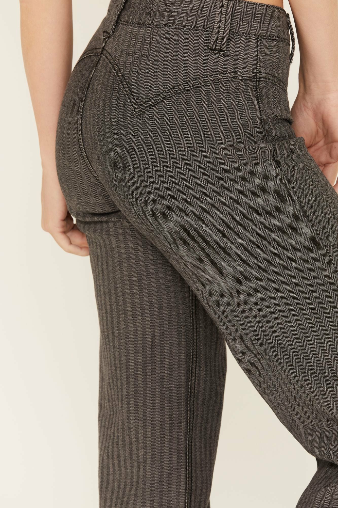 Idyllwind Annex Herringbone Revel Mid Rise Stretch Trouser Pants Black
