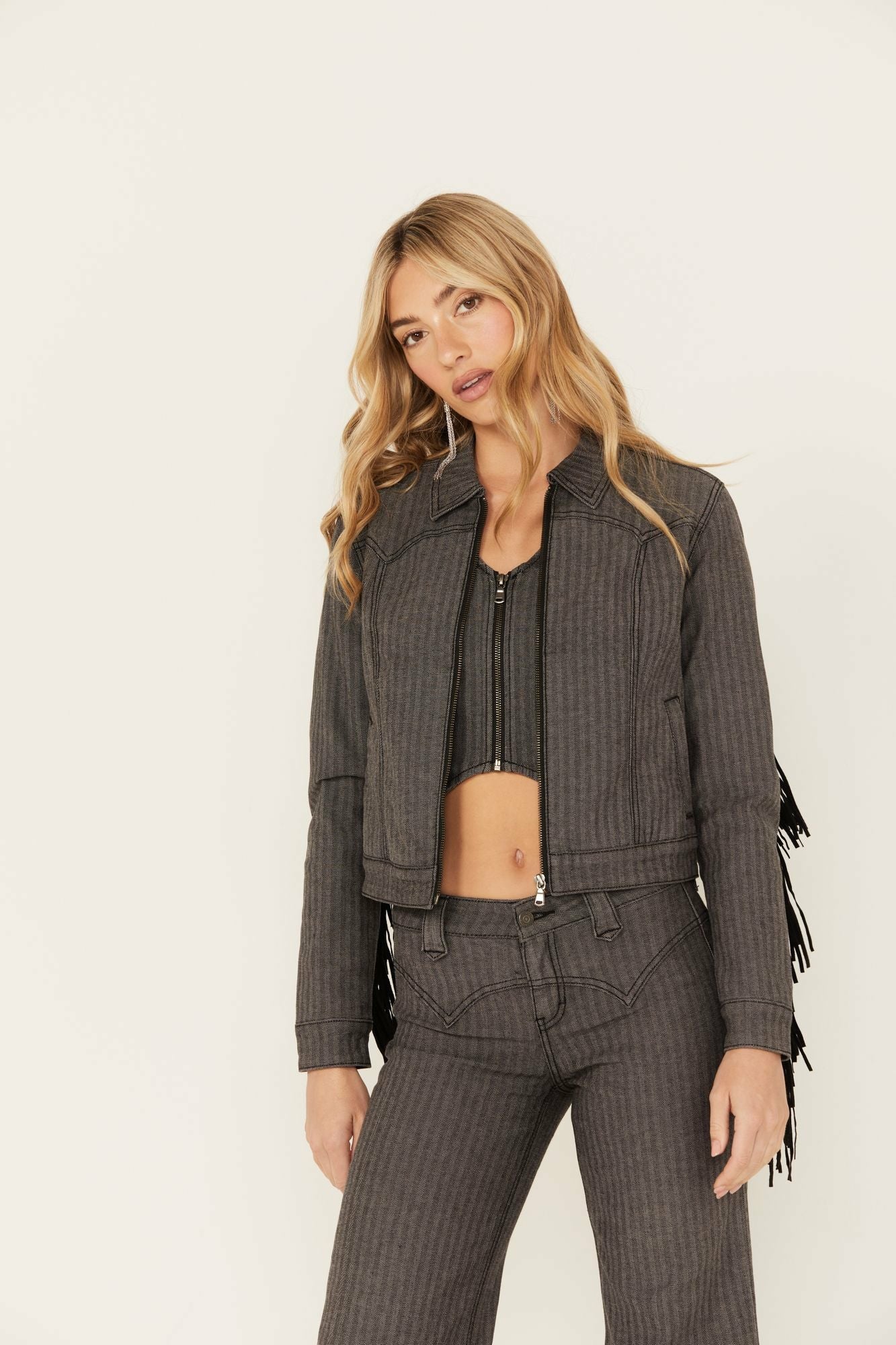 Idyllwind Annex Herringbone Fringe Jacket Black