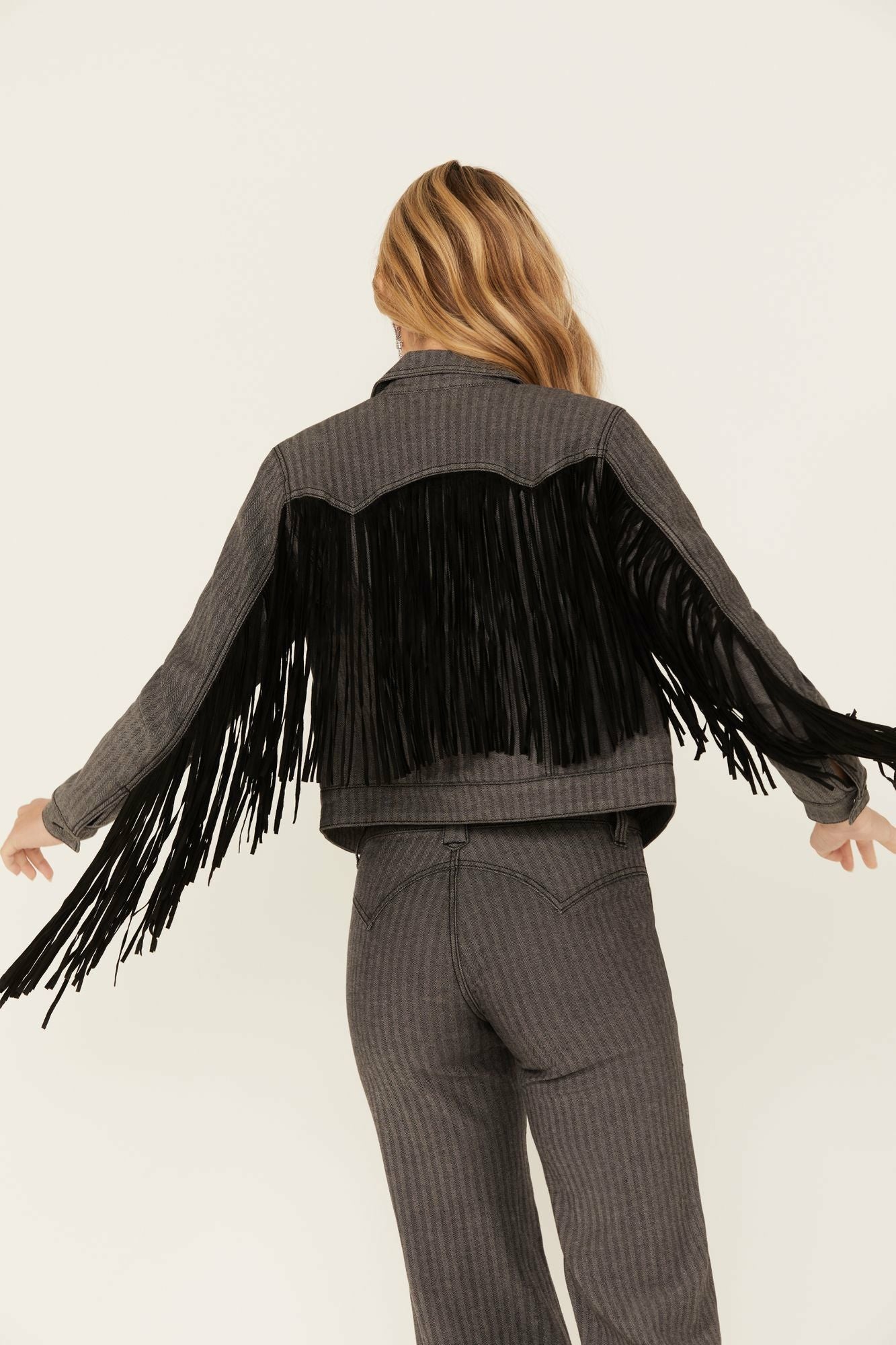 Idyllwind Annex Herringbone Fringe Jacket Black