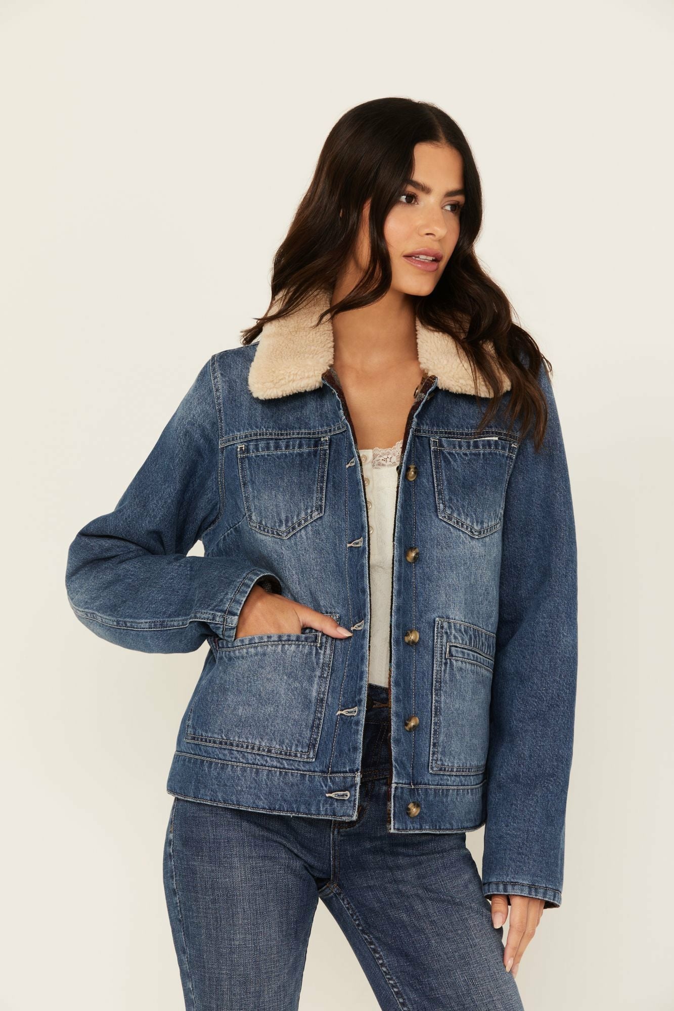 Idyllwind Alcott Reversible Denim / Blanket Jacket Medium Wash