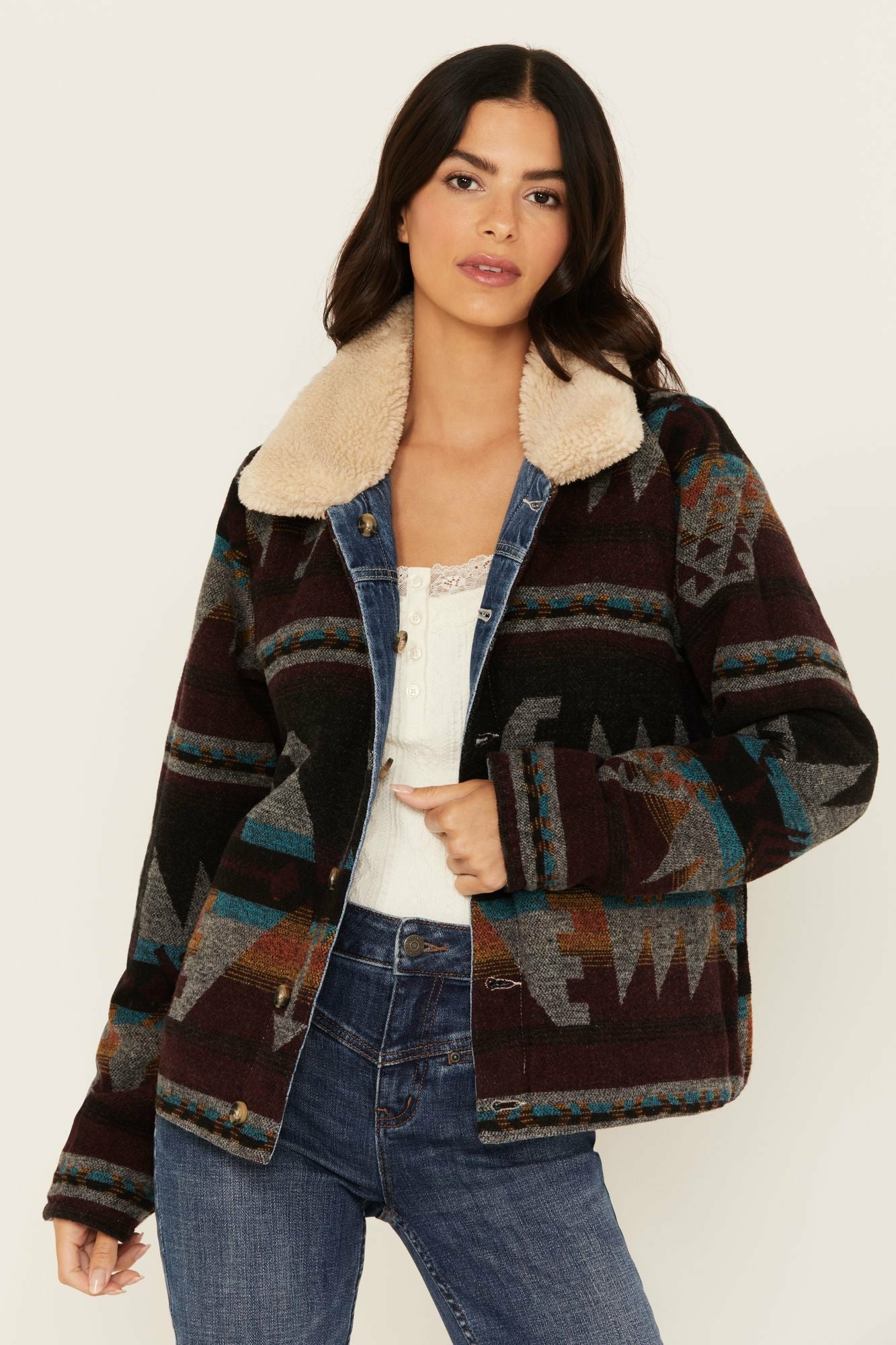 Idyllwind Alcott Reversible Denim / Blanket Jacket Medium Wash