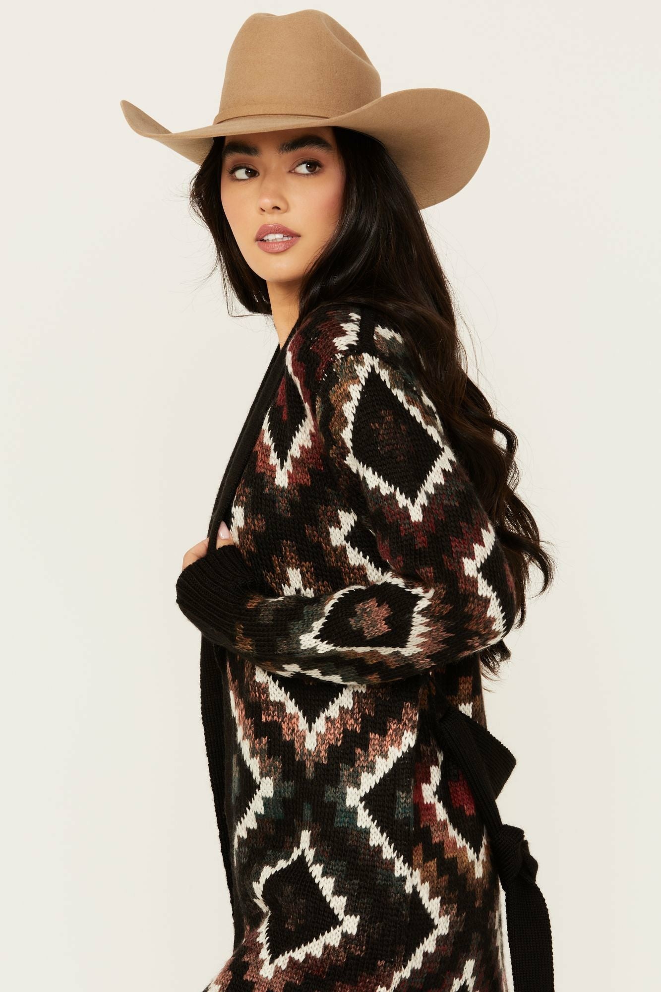 Idyllwind Timothy Southwestern Print Sweater Maroon