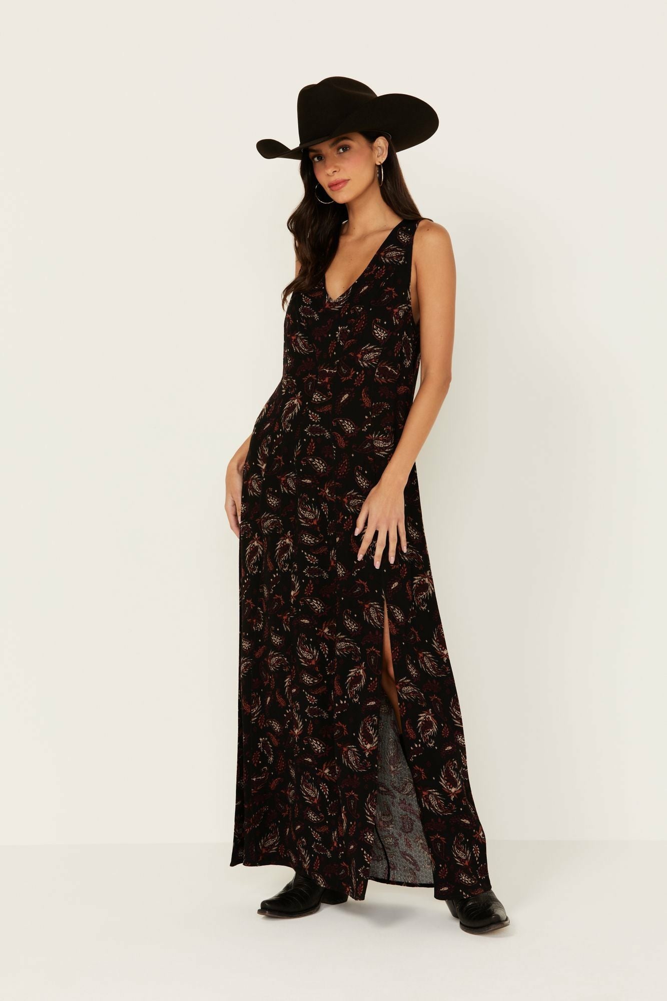 Idyllwind Wayside Paneled Maxi Dress Black