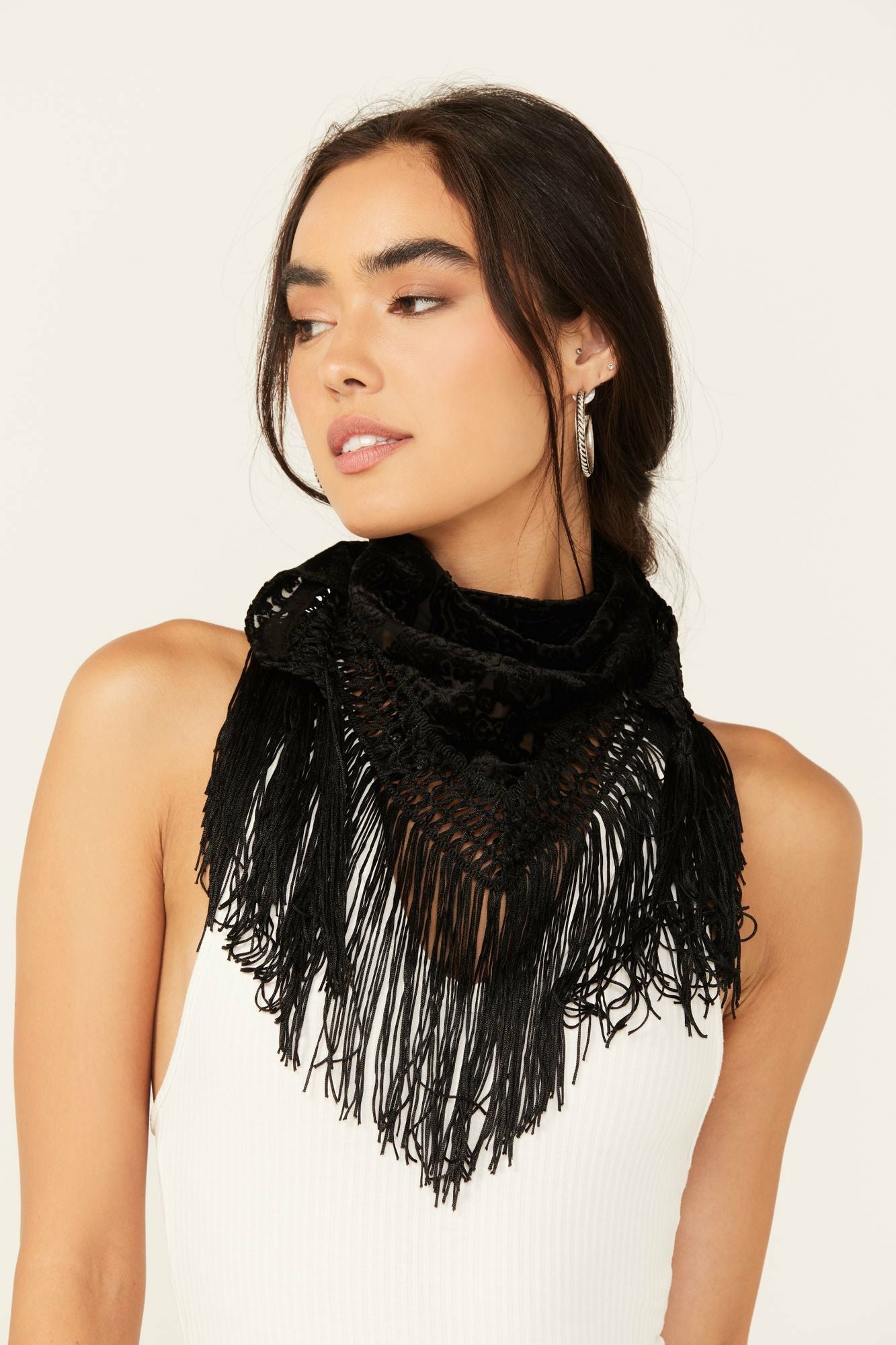 Idyllwind Camillia Velvet Burnout Fringe Scarf Black