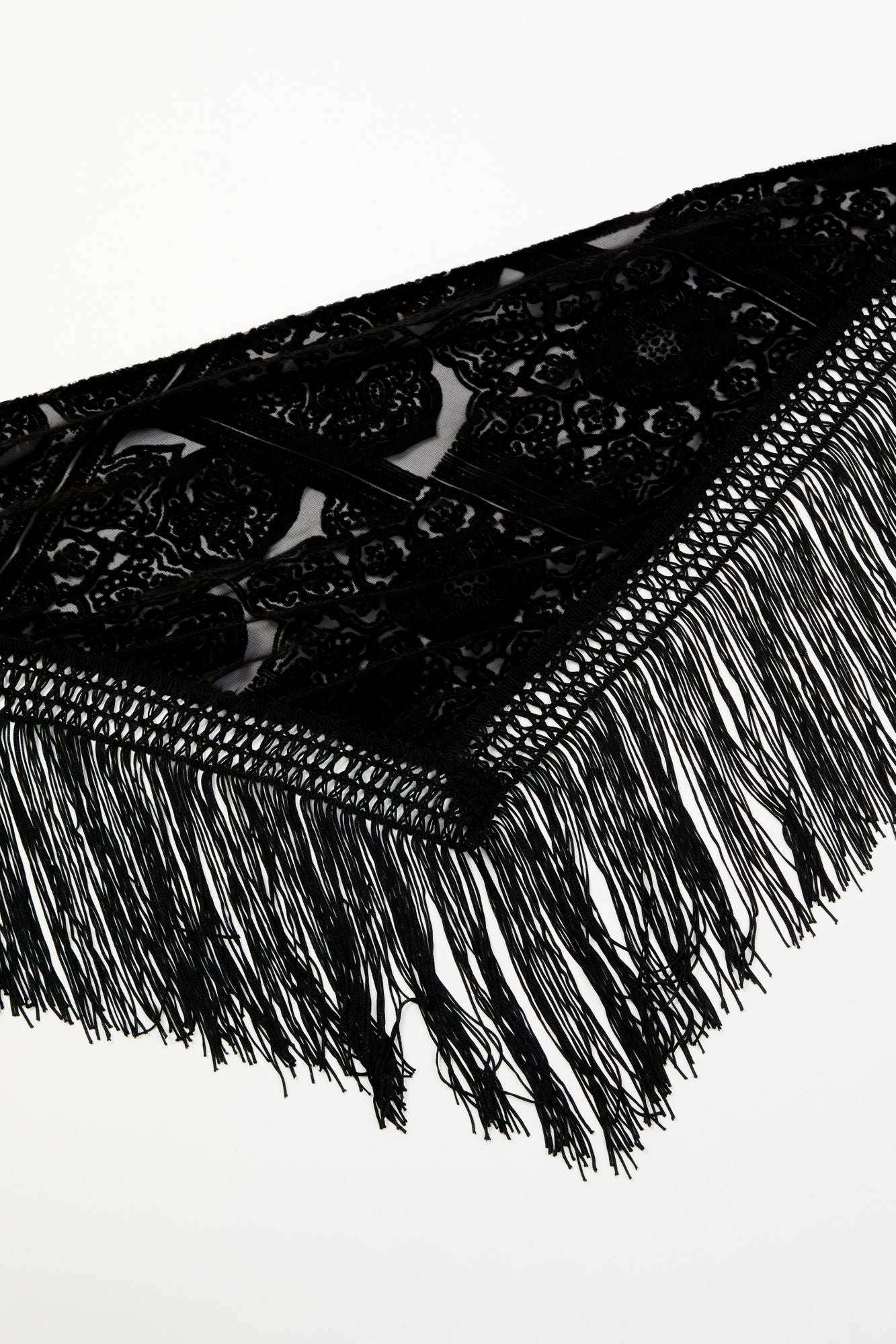Idyllwind Camillia Velvet Burnout Fringe Scarf Black