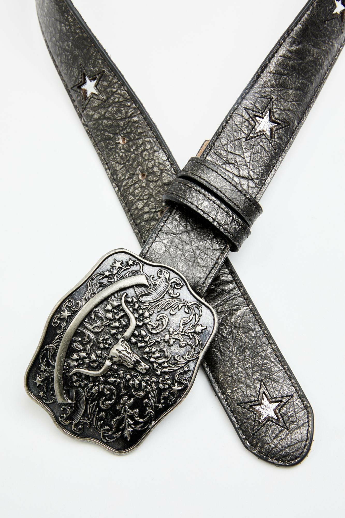 Idyllwind Cordero Longhorn Buckle And Star Cutout Belt Black