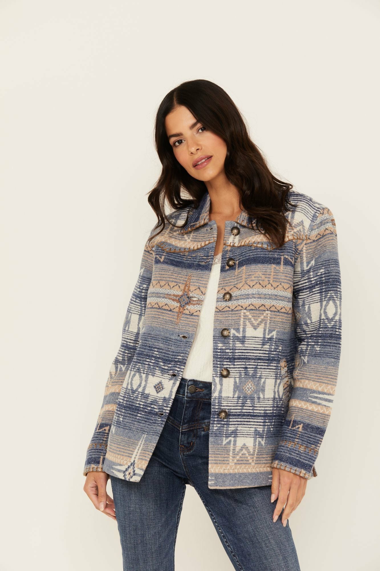Idyllwind Sanford Whip Stitch Blanket Jacket Dark Blue
