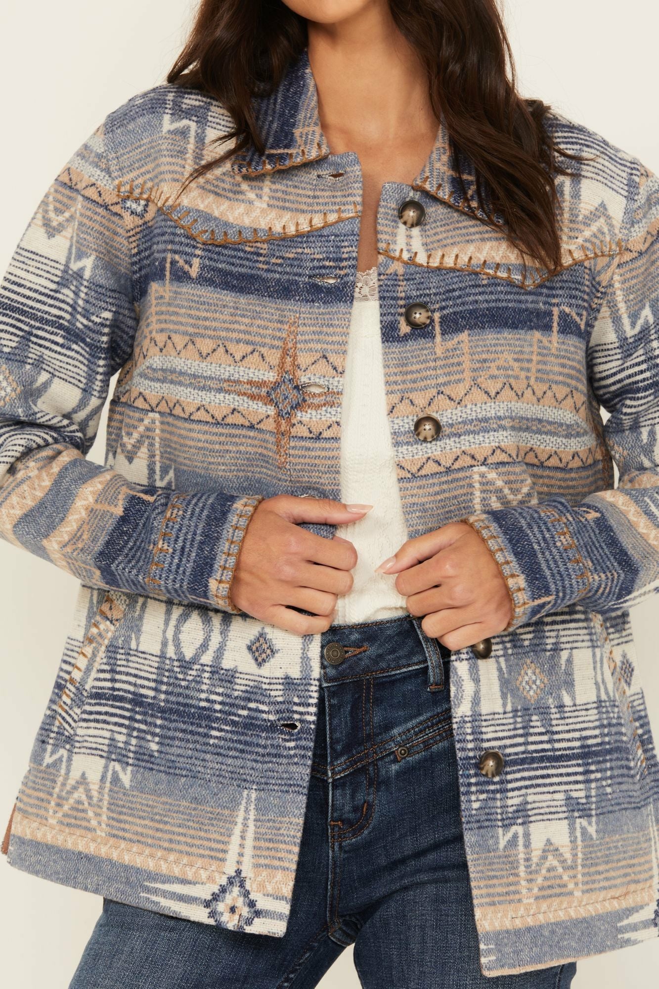 Idyllwind Sanford Whip Stitch Blanket Jacket Dark Blue