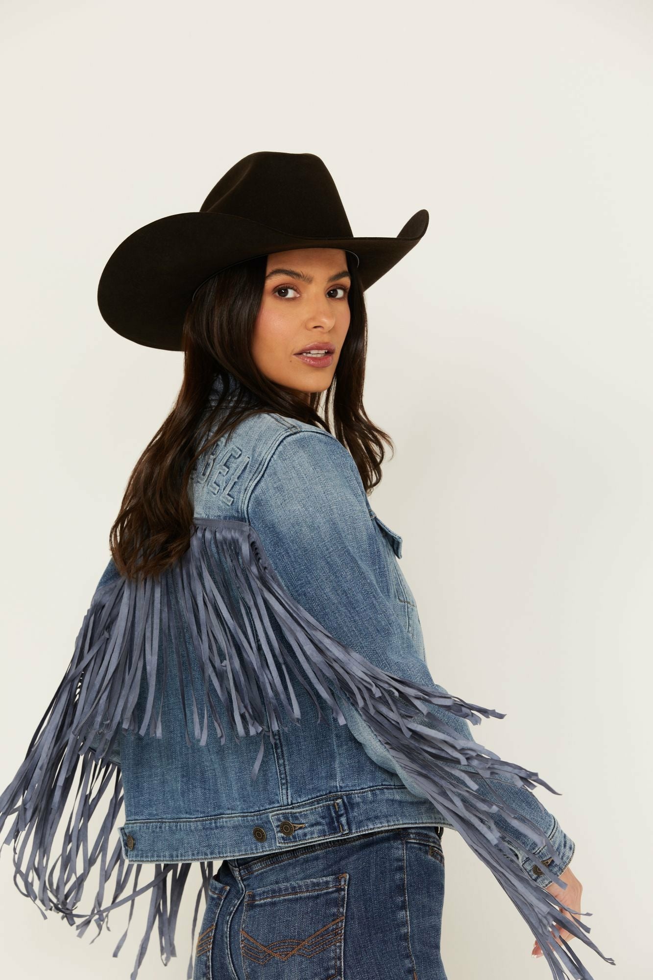 Idyllwind Rodeo Rebel Embossed Fringe Trucker Jacket Medium Wash